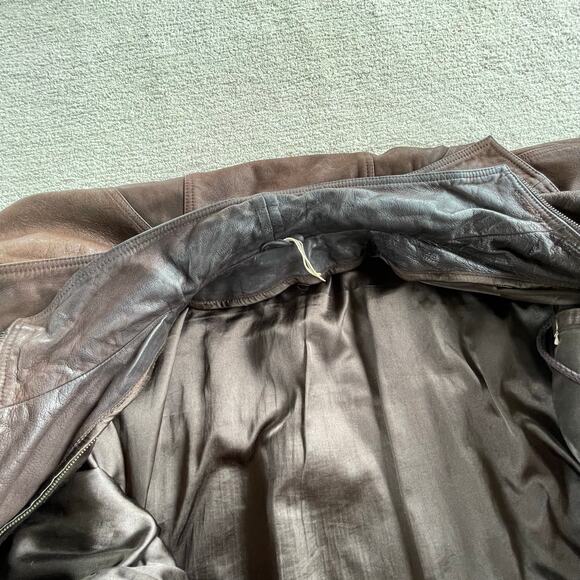 Vintage 80s Wilson’s 100% Leather Cinched Waist Mid Length Classic Jacket Size L - Picture 12 of 15